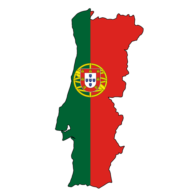 Mapa Portugalska a vlajka